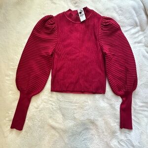 Express Cherry Ribbed Knit Top